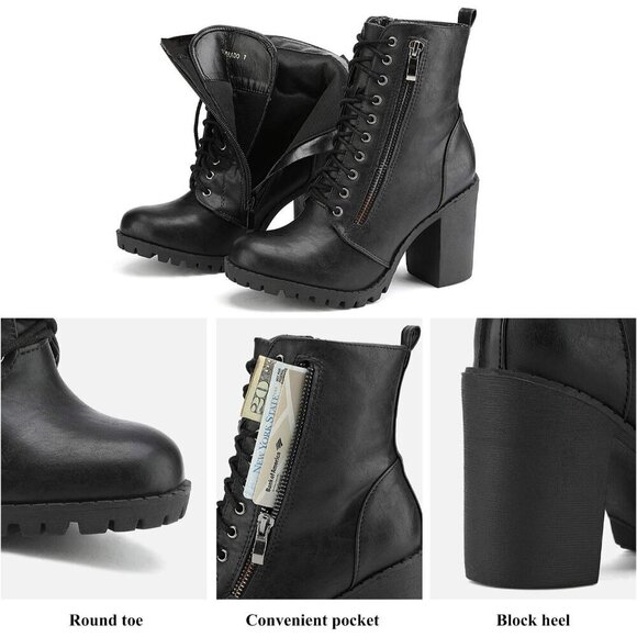 DREAM PAIRS Womens Black Silverado Wide Calf Knee High Heel Boots With Side Zip - Picture 3 of 7